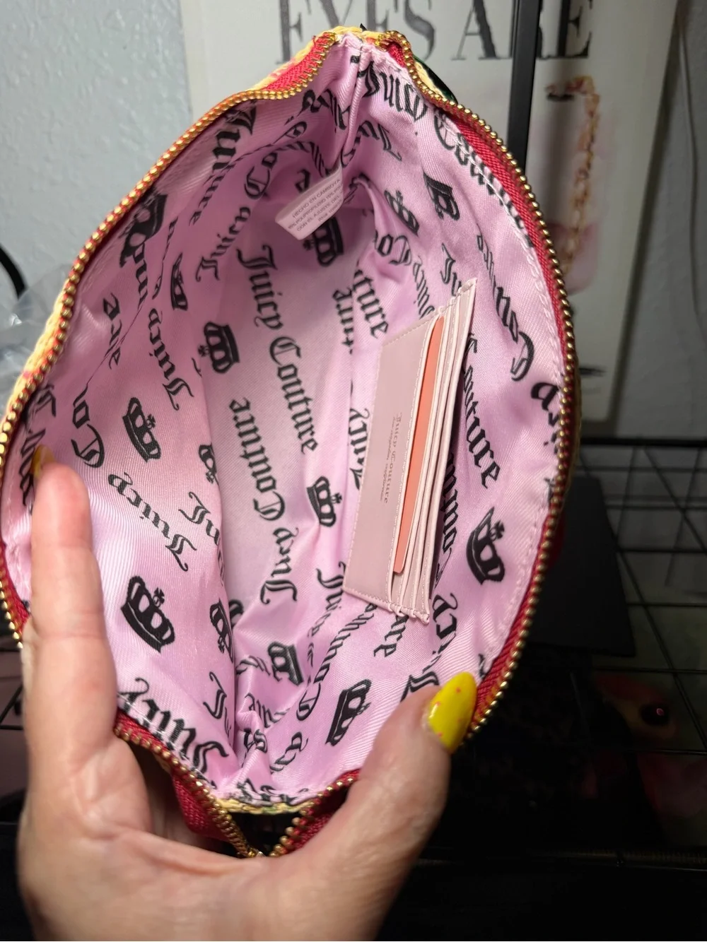 NWT Juicy Couture Paradise Cherry Straw Pouch Bag